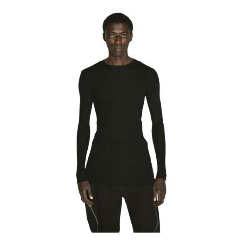 Ribgebreide Crewneck Sweater Rick Owens , Black , Heren