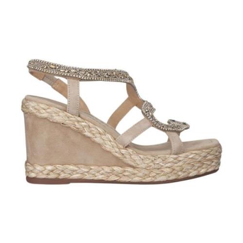 Rhinestone Snake Sleehak Sandaal Alma EN Pena , Beige , Dames