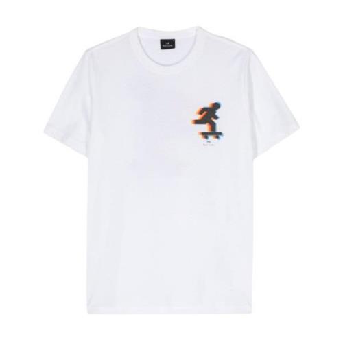 Witte Skater Katoenen T-shirt PS By Paul Smith , White , Heren