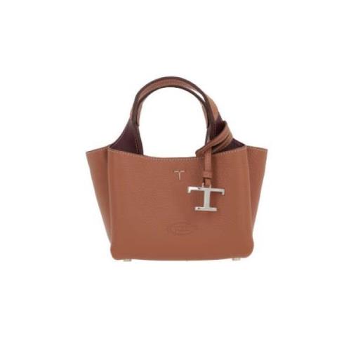 Lichtbruine Gehamerde Leren Tote Tas Tod's , Brown , Dames