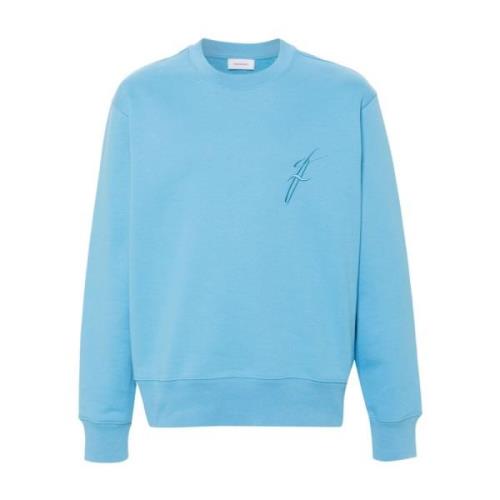 Blauwe Geborduurde Crew Neck Sweater Salvatore Ferragamo , Blue , Here...