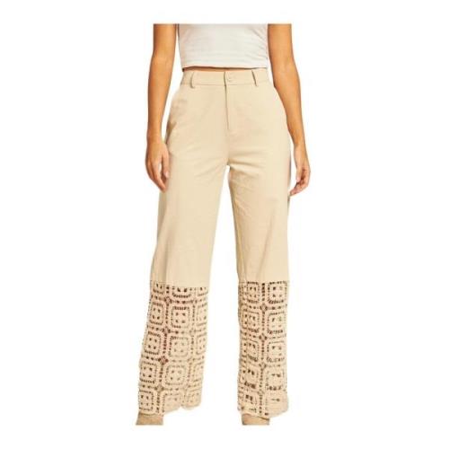 Openwerk katoenen broek Alma EN Pena , Beige , Dames