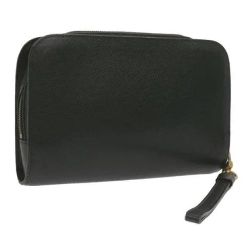 Pre-owned Leather clutches Louis Vuitton Vintage , Black , Dames