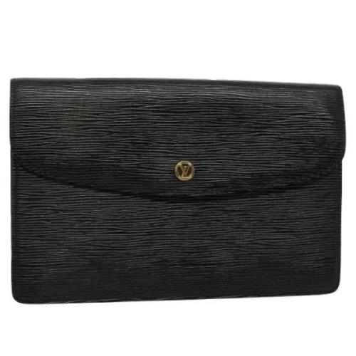 Pre-owned Leather clutches Louis Vuitton Vintage , Black , Dames