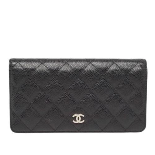 Pre-owned Leather wallets Chanel Vintage , Black , Dames