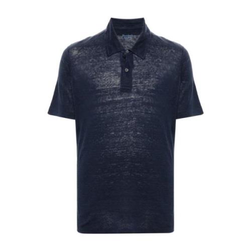 Blauwe Linnen Polo Shirt Hartford , Blue , Heren