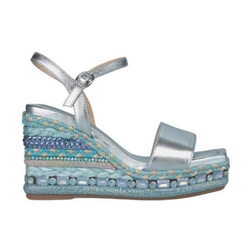 Sandaal met sleehak en strass details Alma EN Pena , Blue , Dames