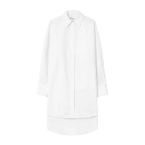 Witte Katoenen Jurk met Kraag Jil Sander , White , Dames