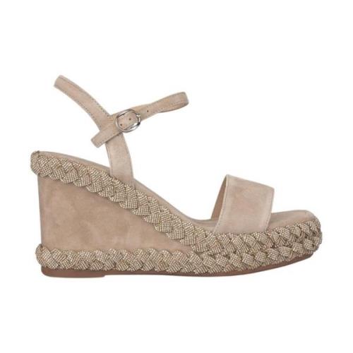 Gevlochten Sleehak Sandaal Alma EN Pena , Beige , Dames