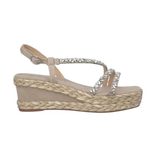 Sprankelende sleehak sandalen met vierkante neus Alma EN Pena , Beige ...