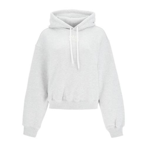 Geëmbosseerd Logo Boxy Hoodie Sweatshirt Alexander Wang , Gray , Dames