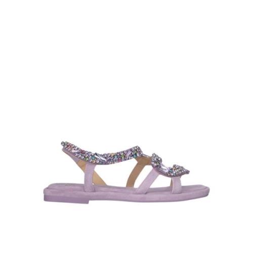 Rhinestone Snake Flat Sandal Alma EN Pena , Purple , Dames