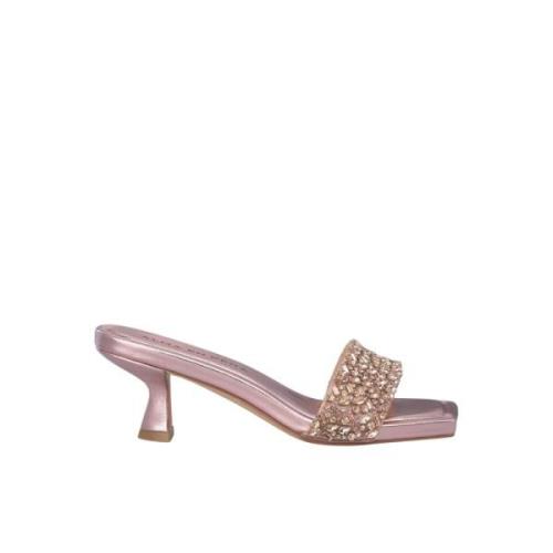 Rhinestone Strap Heel Sandal Alma EN Pena , Pink , Dames