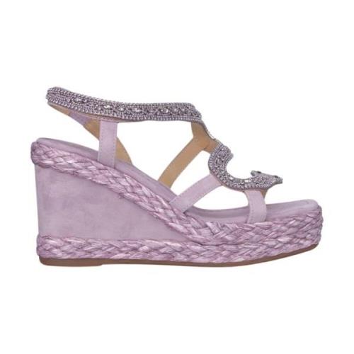 Rhinestone Snake Sleehak Sandaal Alma EN Pena , Purple , Dames