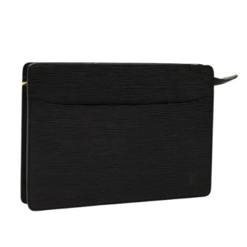 Pre-owned Leather clutches Louis Vuitton Vintage , Black , Dames