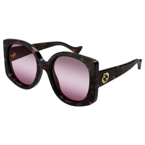 Stijlvolle zonnebril in Havana/Rood Shaded Gucci , Brown , Dames