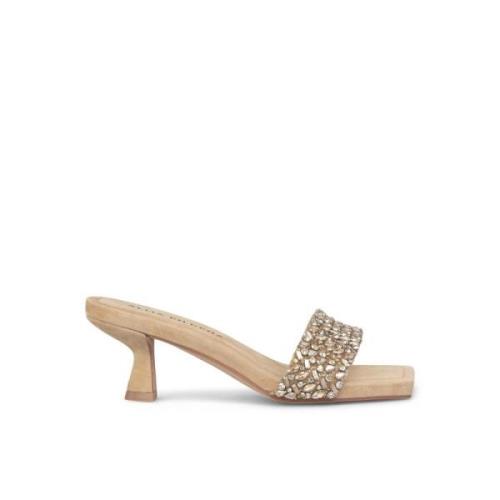 Rhinestone Strap Heel Sandal Alma EN Pena , Beige , Dames