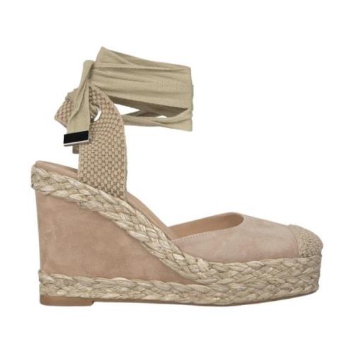 Valenciaanse leren sleehak sandalen Alma EN Pena , Beige , Dames