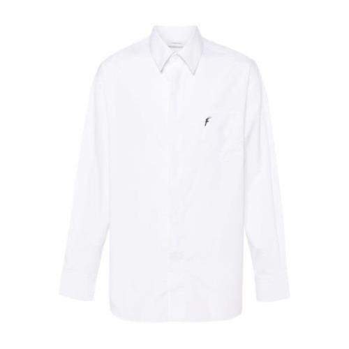 Geborduurde Poplin Overhemd Klassieke Kraag Salvatore Ferragamo , Whit...