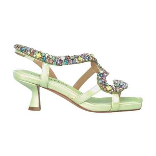 Rhinestone Kitten Sandal Alma EN Pena , Green , Dames