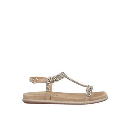 Glitter Flat Sandal Alma EN Pena , Beige , Dames