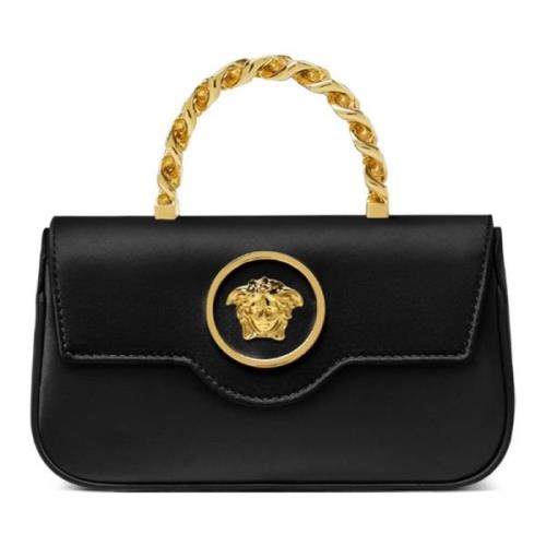 Stijlvolle Zwarte en Gouden Tassen Versace , Black , Dames