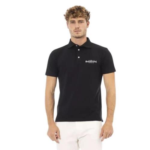 Klassiek Zwart Poloshirt met Geborduurd Logo Baldinini , Black , Heren