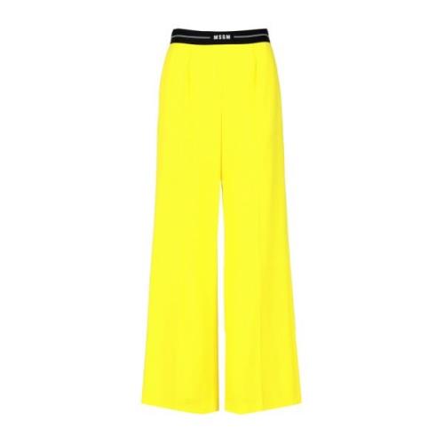 Gele Wollen Broek Rechte Pijp Msgm , Yellow , Dames