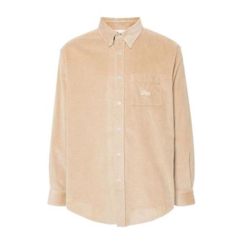 Beige Geribbeld Overhemd Drole de Monsieur , Beige , Heren