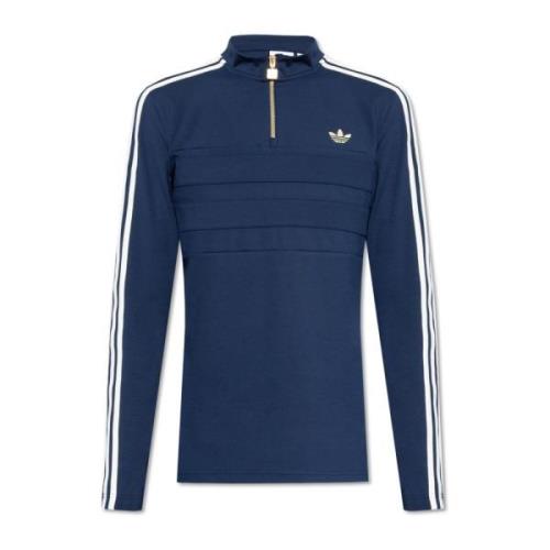 Sweatshirt met opstaande kraag en rits Adidas Originals , Blue , Heren