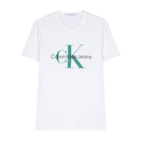 Logo Bedrukt Katoenen T-shirt Wit Calvin Klein Jeans , White , Heren