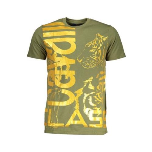 Print Logo Ronde Hals T-Shirt Cavalli Class , Green , Heren