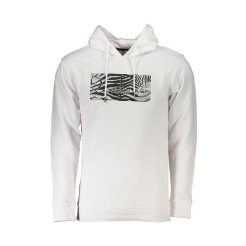 Witte Geborstelde Logo Hoodie Cavalli Class , White , Heren