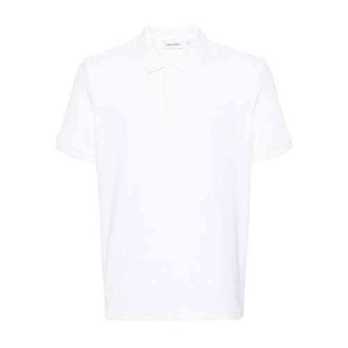 Witte Polo Shirt Logo Katoen Calvin Klein , White , Heren