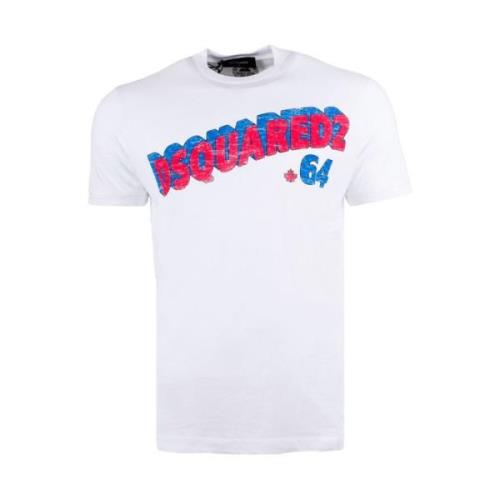 Katoenen T-shirt met contrasterende voorkantprint Dsquared2 , White , ...