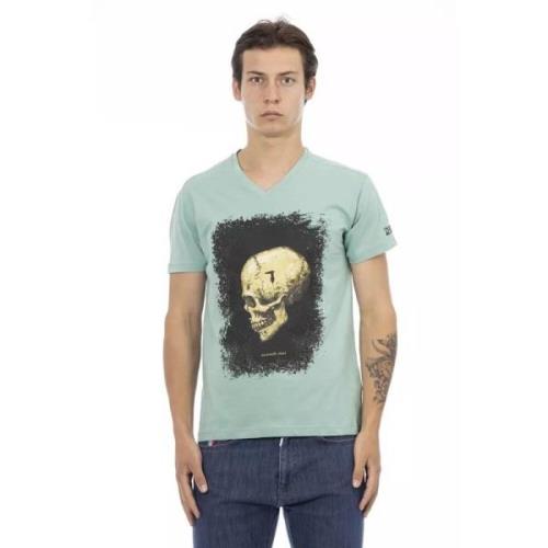 Elegante T-shirt met korte mouwen en V-hals Trussardi , Green , Heren