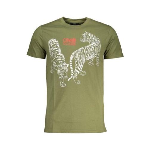 Print Logo Ronde Hals T-Shirt Cavalli Class , Green , Heren