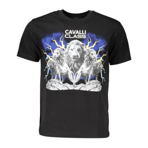 Elegante Zwart T-shirt met Klassieke Print Cavalli Class , Black , Her...