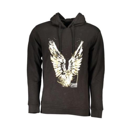 Zwarte hoodie met logoprint Cavalli Class , Black , Heren