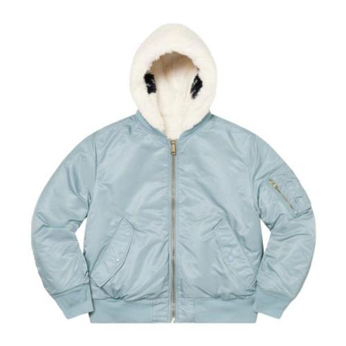 Omkeerbare Faux Fur Ma-1 Jas Lichtblauw Supreme , Blue , Heren