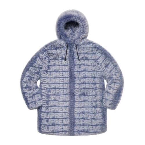 Paarse Faux Fur Hooded Coat Limited Edition Supreme , Blue , Dames