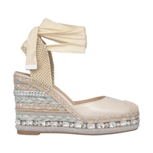 Metallic sleehak sandaal met versieringen Alma EN Pena , Beige , Dames