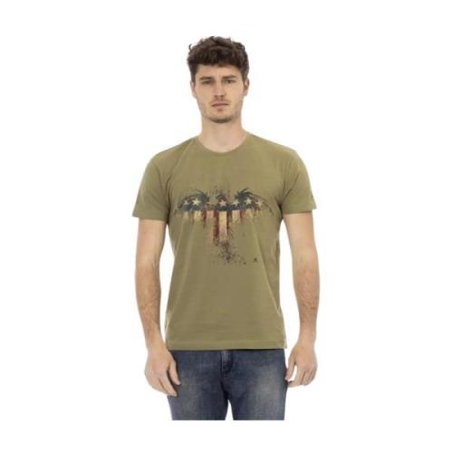 Elegante groene artistieke tee Trussardi , Green , Heren