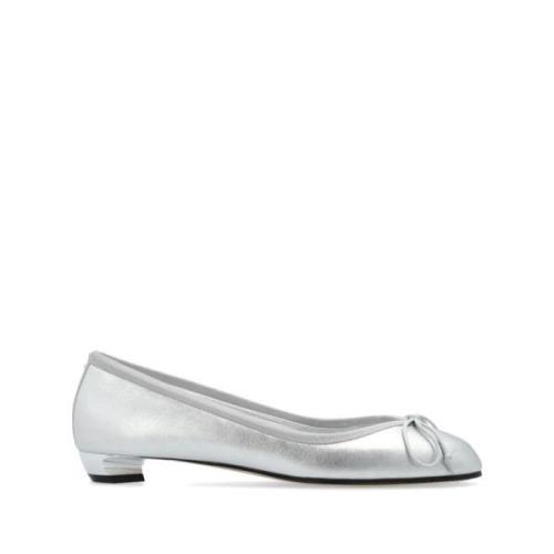 Metallic Bow Platte Schoenen Alexander McQueen , Gray , Dames