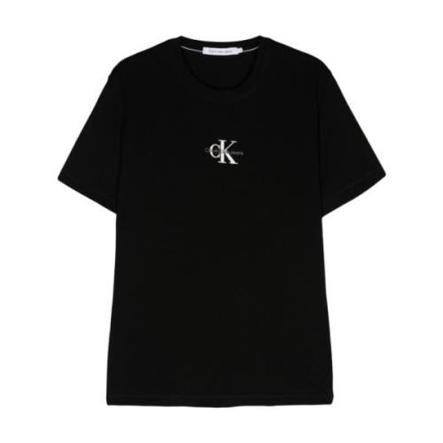 Zwart Logo Print Katoenen T-shirt Calvin Klein Jeans , Black , Heren