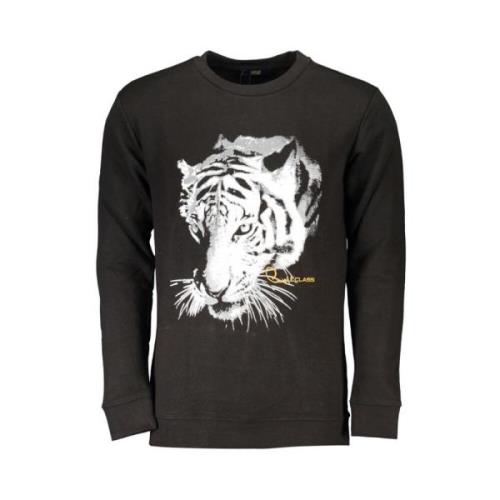 Zwarte Katoenen Sweatshirt met Print Logo Cavalli Class , Black , Here...