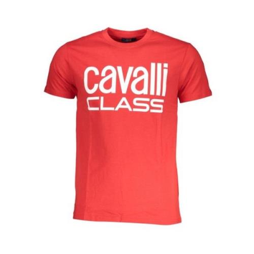 Print Logo Ronde Hals T-Shirt Cavalli Class , Red , Heren