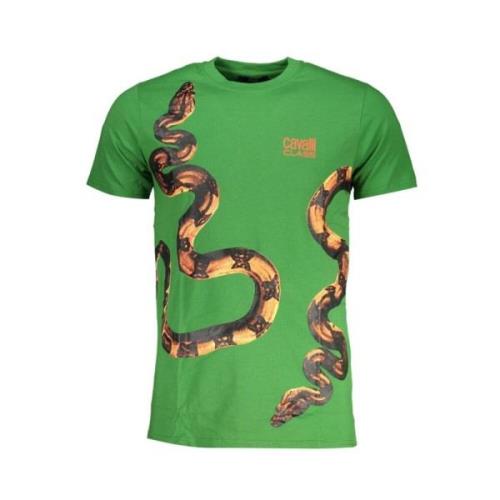 Gedrukt Logo Ronde Hals T-Shirt Cavalli Class , Green , Heren