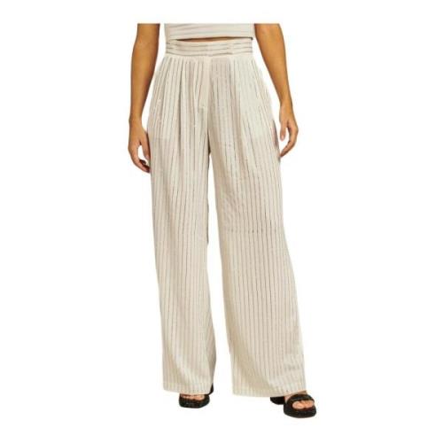 Glitter Straight Trousers Alma EN Pena , White , Dames