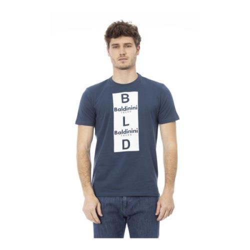 Trendy Heren T-shirt met Logo Patroon Baldinini , Blue , Heren